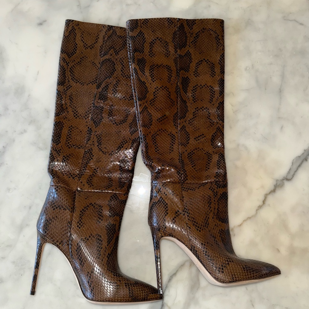 Paris Texas Brown Snakeskin Heeled Boots